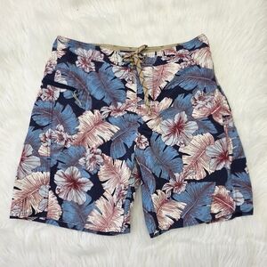 Patagonia Hybrid Blue and Red Floral Swim Trunck Shorts Size S 32